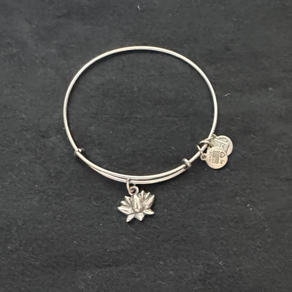 Alex and Ani Silver Lotus Charm Bracelet